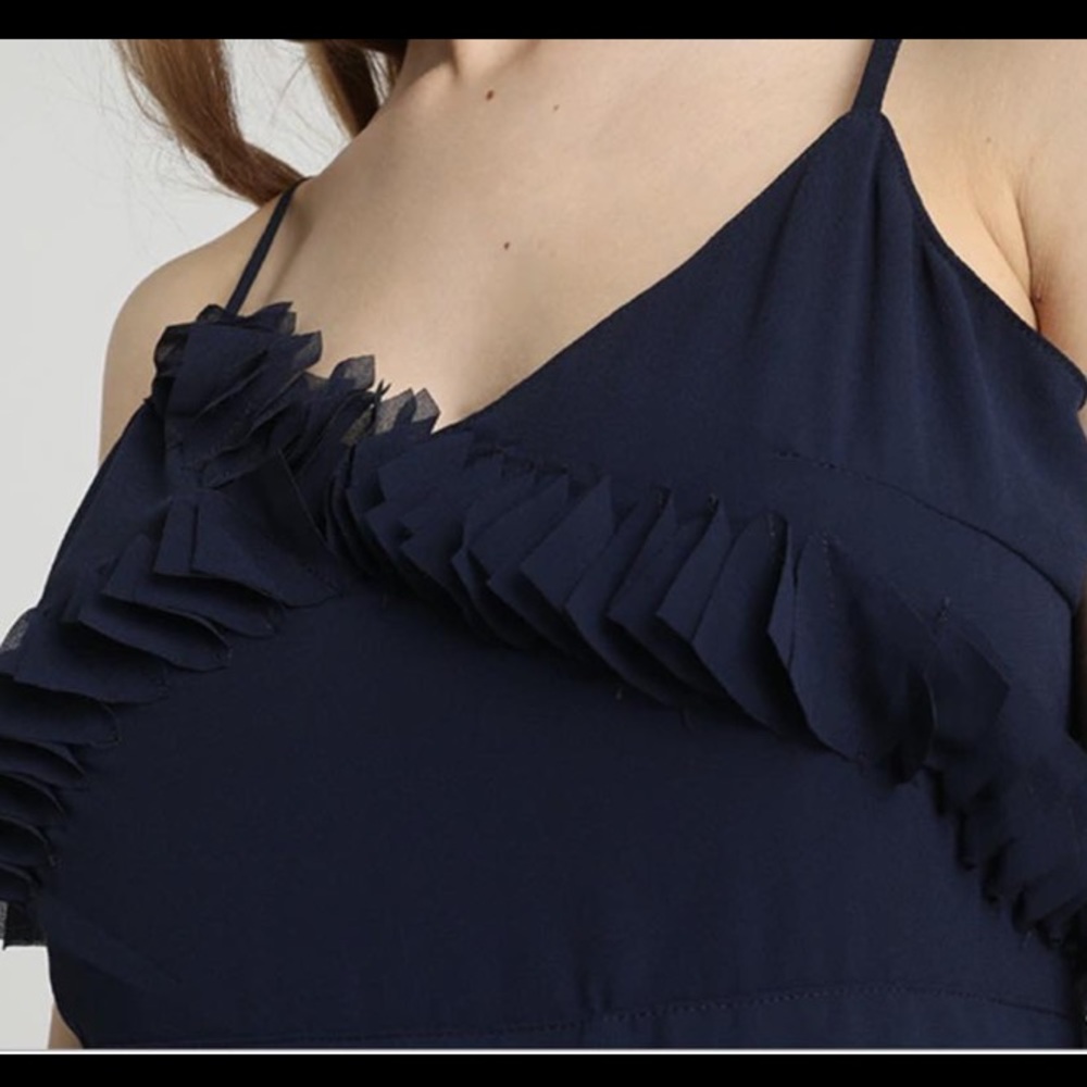 Foxiedox Lova Ruffle 3D Midi Dress in Navy - Picture 2 of 2